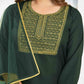 Cotton Blend Embroidered Straight Kurta with Pant & Dupatta