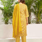 Cotton Blend Foil Printed and Gota Lace Straight Kurta with Pant & Dupatta
