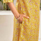 Cotton Blend Foil Printed and Gota Lace Straight Kurta with Pant & Dupatta