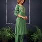 Silk Blend Embroidered Straight Kurta with Pant & Dupatta
