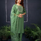 Silk Blend Embroidered Straight Kurta with Pant & Dupatta