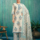 Rayon Floral Printed and Printed Lace Straight Kurta with Pant & Dupatta