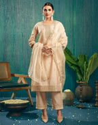 Silk Blend Embroidered Straight 3 Piece Kurta Set