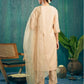 Beige Silk Sequence Round Neck 3/4 Sleeve Straight Kurta Set With Pant & Dupatta