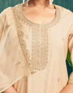 Silk Blend Embroidered Straight 3 Piece Kurta Set