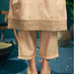 Beige Silk Sequence Round Neck 3/4 Sleeve Straight Kurta Set With Pant & Dupatta