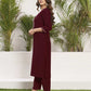 Silk Blend Dyed, Embroidery and Gota Lace Straight Kurta with Pant & Dupatta