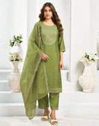 Viscose Embroidered Straight 3 Piece Kurta Set