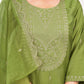 Chanderi Dyed, Embroidery and Embroidery Lace Straight Kurta with Pant & Dupatta