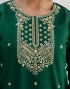 Poly Chinnon Embroidered Straight 3 Piece Kurta Set