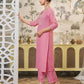 Silk Blend Dyed, Embroidery and Embroidery Lace Straight Kurta with Pant & Dupatta