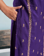 Silk Blend Embroidered Straight 3 Piece Kurta Set