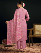 Silk Blend Embroidered Straight 3 Piece Kurta Set