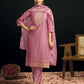 Chanderi Dyed, Sequence and Embroidery Work Straight Kurta with Pant & Dupatta