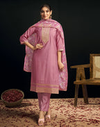 Silk Blend Embroidered Straight 3 Piece Kurta Set