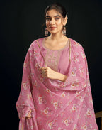 Silk Blend Embroidered Straight 3 Piece Kurta Set
