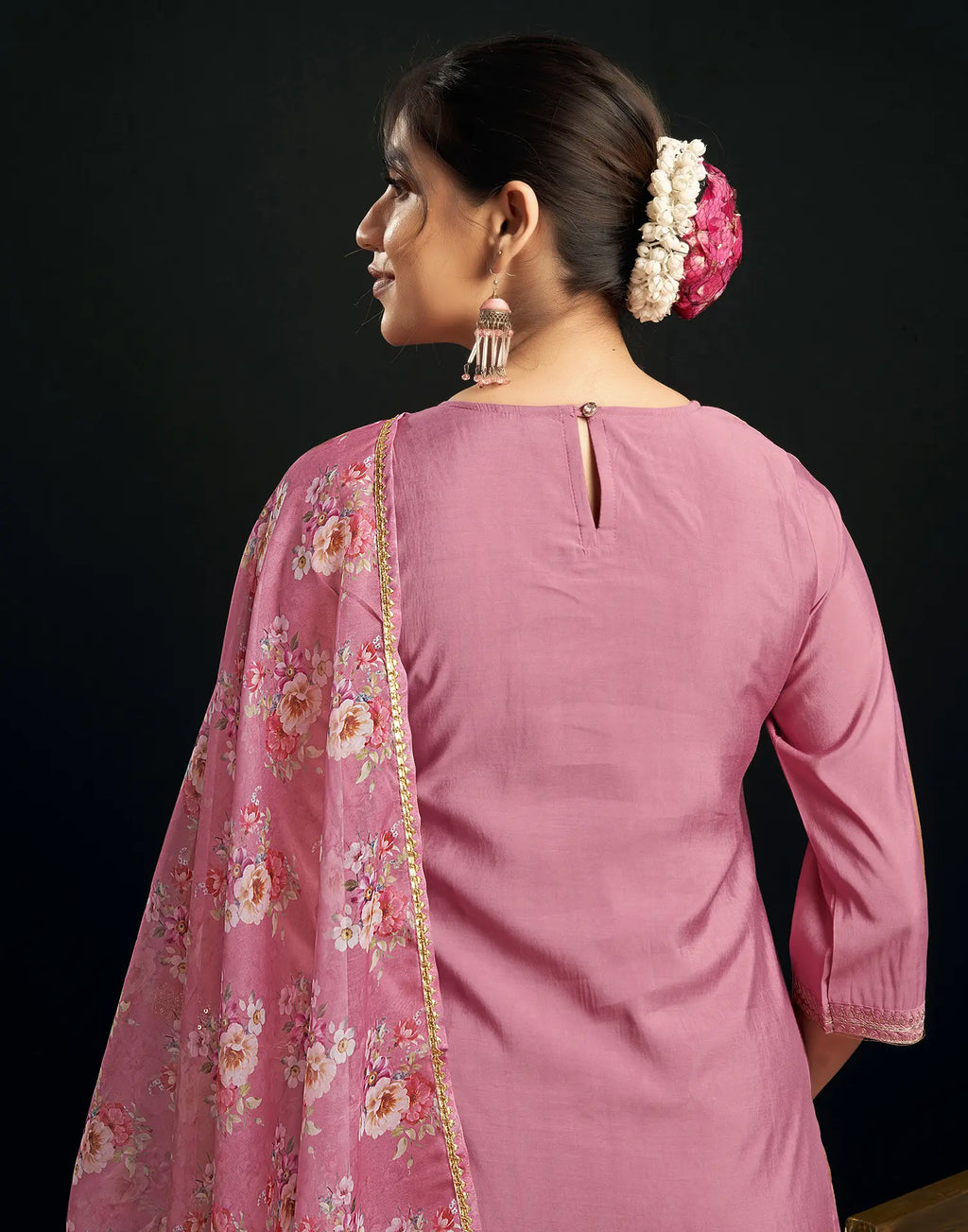 Silk Blend Embroidered Straight 3 Piece Kurta Set