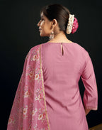 Silk Blend Embroidered Straight 3 Piece Kurta Set