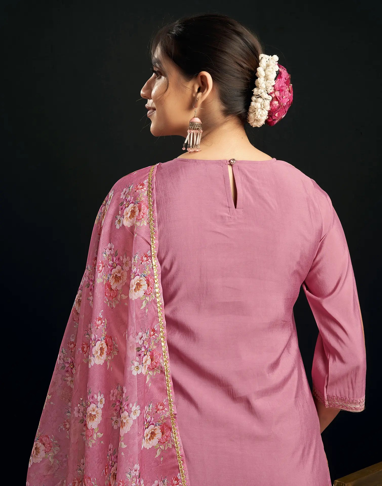 Silk Blend Embroidered Straight 3 Piece Kurta Set