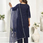Cotton Blend Sequence, Embroidery Work and Gota Lace Straight Kurta with Pant & Dupatta