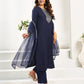 Cotton Blend Sequence, Embroidery Work and Gota Lace Straight Kurta with Pant & Dupatta