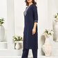 Cotton Blend Sequence, Embroidery Work and Gota Lace Straight Kurta with Pant & Dupatta