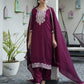 Silk Sequence Straight Kurta with Pant & Dupatta
