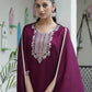 Silk Sequence Straight Kurta with Pant & Dupatta