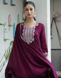 Cotton Blend Embroidered Straight 3 Piece Kurta Set