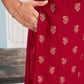 Silk Blend Dyed, Foil Print and Lace Straight Kurta with Pant & Dupatta