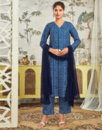 Rayon blend Printed Straight 3 Piece Kurta Set