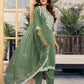 Silk Blend Sequence Embrodery Straight Kurta with Pant & Dupatta