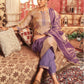 Dusty Purple Silk Plain V Neck 3/4 Sleeve Straight Kurta Set With Pant & Dupatta