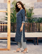 Cotton Blend Floral Print Straight 3 Piece Kurta Set