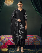 Silk Blend Embroidered Straight 3 Piece Kurta Set