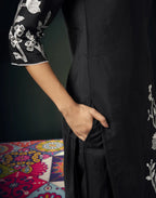 Silk Blend Embroidered Straight 3 Piece Kurta Set