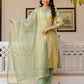 Silk Blend Weaving AndEmbroidery Lace Straight Kurta with Pant & Dupatta