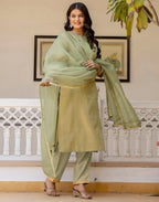 Jacquard Woven Straight 3 Piece Kurta Set