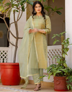 Jacquard Woven Straight 3 Piece Kurta Set