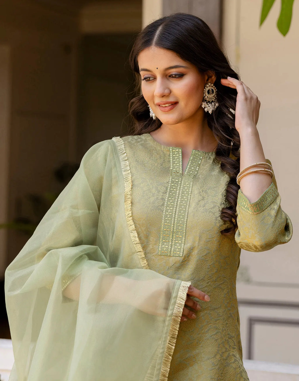 Jacquard Woven Straight 3 Piece Kurta Set