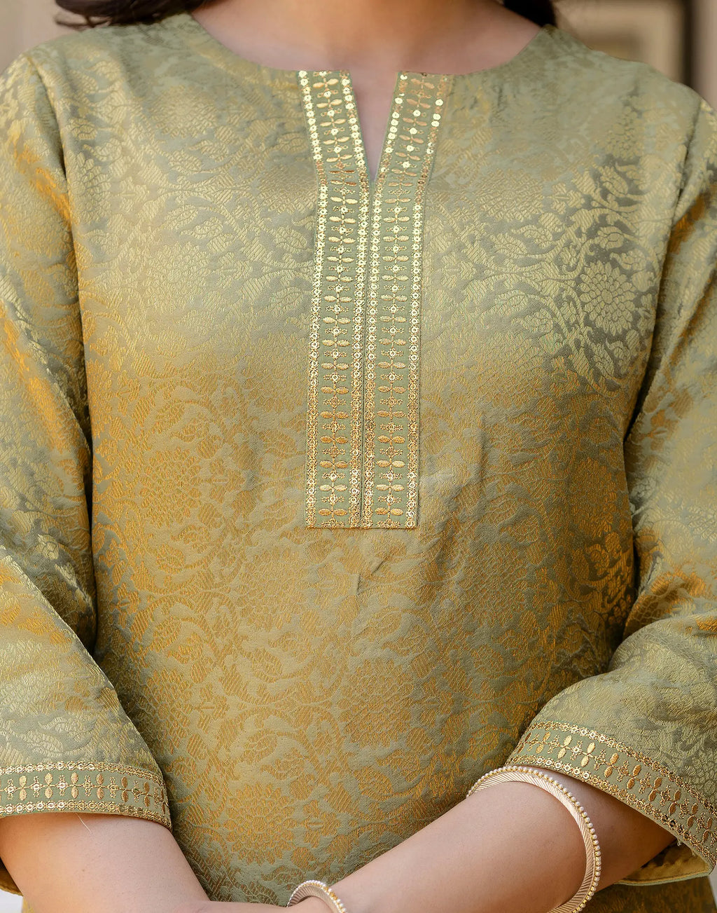 Jacquard Woven Straight 3 Piece Kurta Set