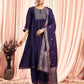 Silk Blend Embroidered Anarkali Kurta with Pant & Dupatta