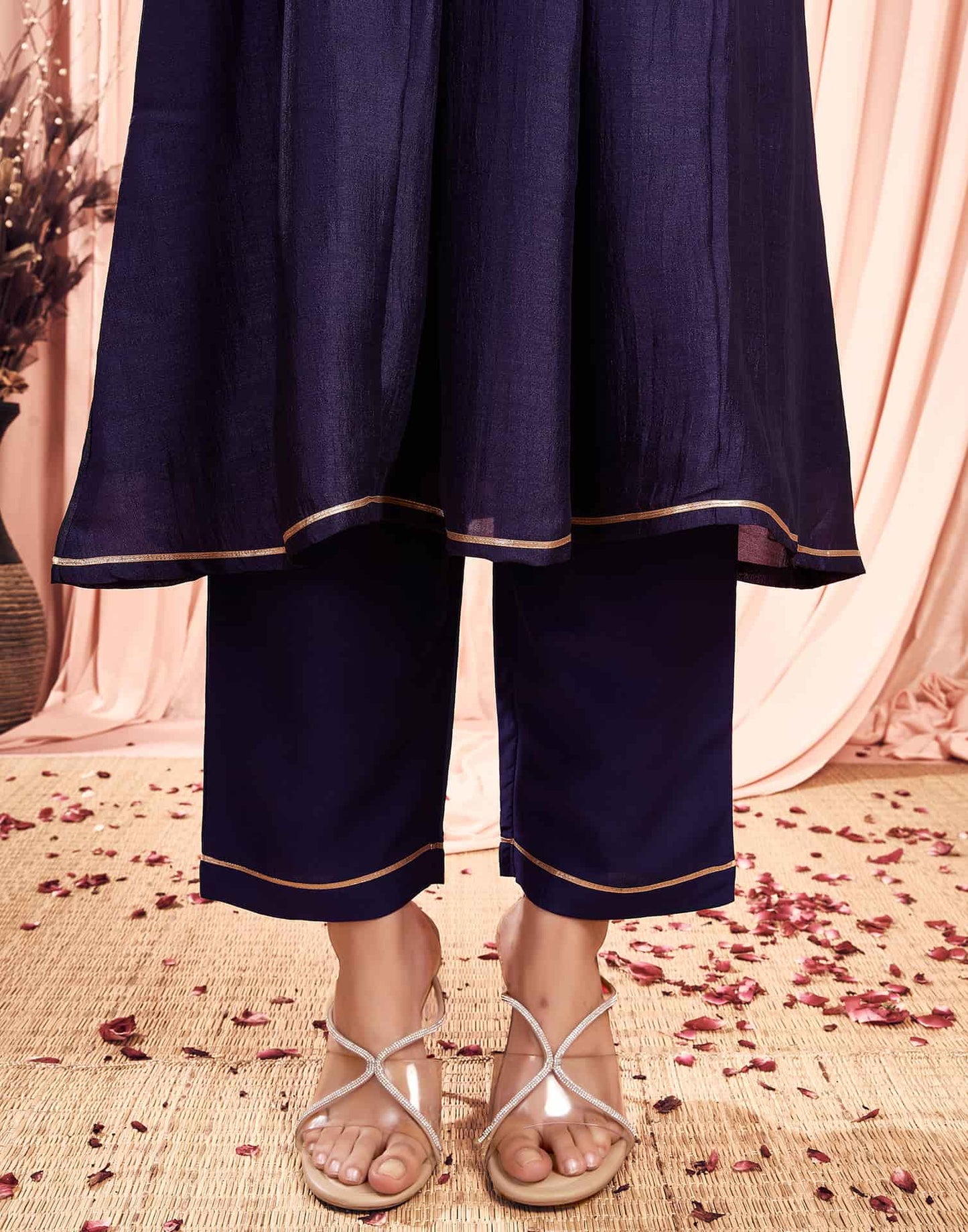Silk Blend Embroidered Anarkali Kurta with Pant & Dupatta