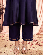 Silk Blend Embroidered A-Line 3 Piece Kurta Set