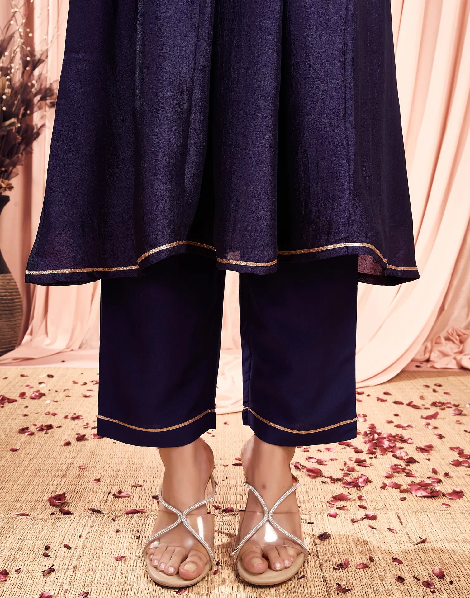 Silk Blend Embroidered A-Line 3 Piece Kurta Set