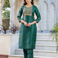 Silk Blend Embroidery and Sequins Work Straight Kurta with Pant & Dupatta