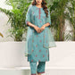 Cotton Blend Embroidered Straight Kurta with Pant & Dupatta