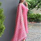 Pink Silk Printed V Neck 3/4 Sleeve Straight Kurta Set With Pant & Dupatta