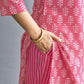 Pink Silk Printed V Neck 3/4 Sleeve Straight Kurta Set With Pant & Dupatta