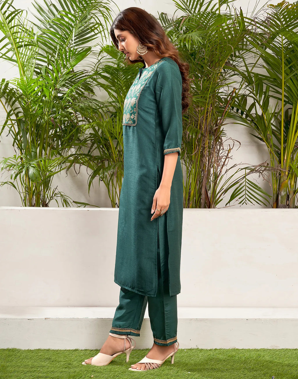 Silk Blend Woven Straight 3 Piece Kurta Set